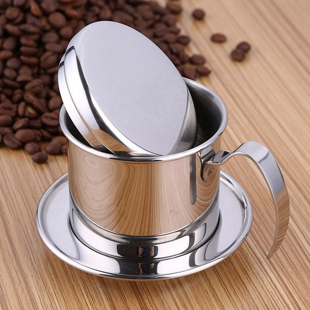 Stainless Steel Cup Vietnamese Coffee Drip Filter Maker Phin Infuser Sliver