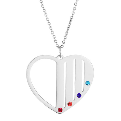 Stainless steel love birthday stone name necklace DIY name lettering