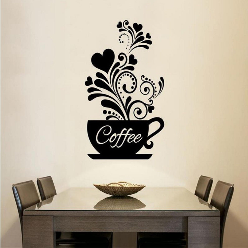 Flower Cane Coffee Cup Kitchen Creative Wall Sticker