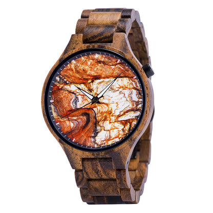 Wooden Watch Young Men's Ethnic Style And Landscape Painting Wooden Quartz Watch