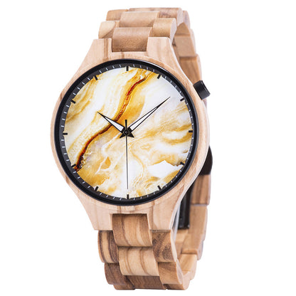 Wooden Watch Young Men's Ethnic Style And Landscape Painting Wooden Quartz Watch