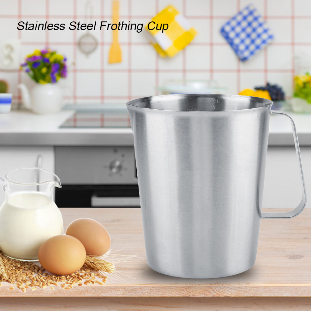 2000ml Large Stainless Steel Measuring Cup Mug Milk Frothing Pitcher Jug for Latte Coffee Art