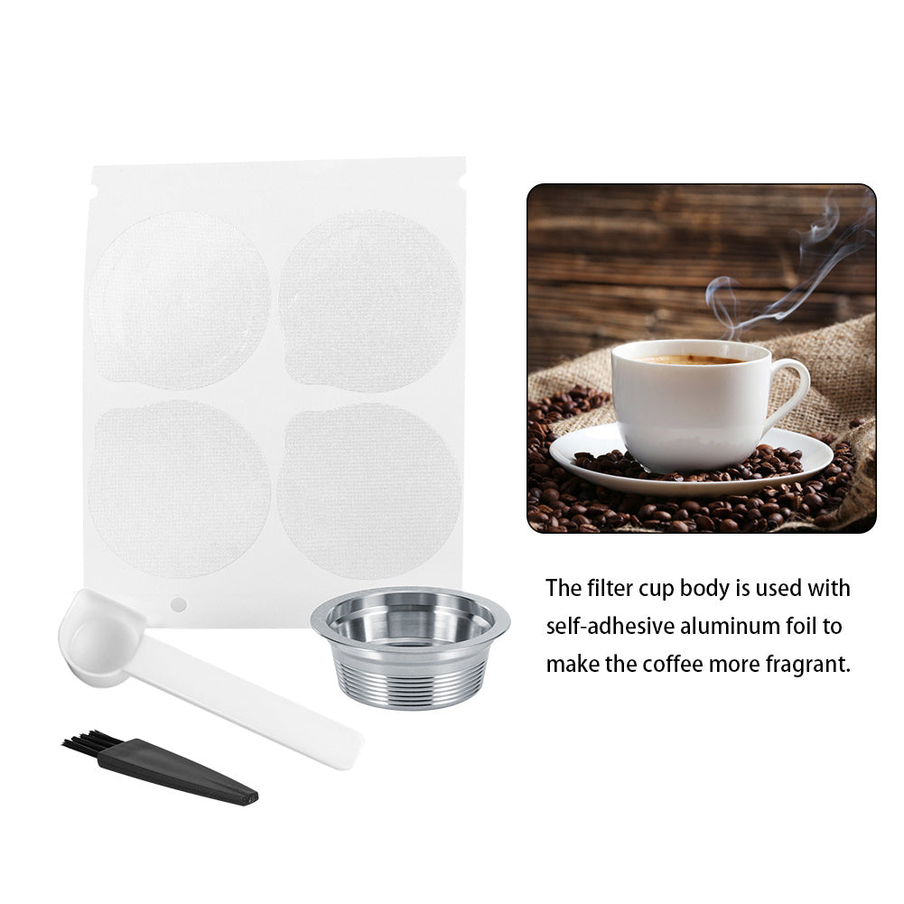 Stainless Steel Coffee Capsule Cup Film Spoon Brush Set Fit for LAVAZZA A MODO MIO Coffee Machine