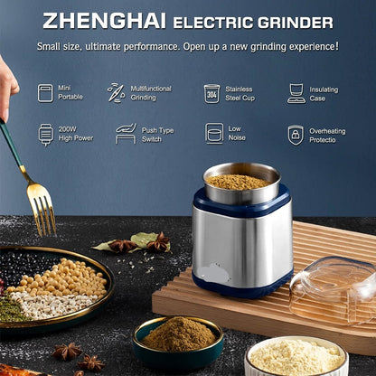 Electric Grinder For Herb,pice,Pollen And Coffee Fast Grinding For Flower Buds,Dry Spices,And Herbs Compact Size  Silver