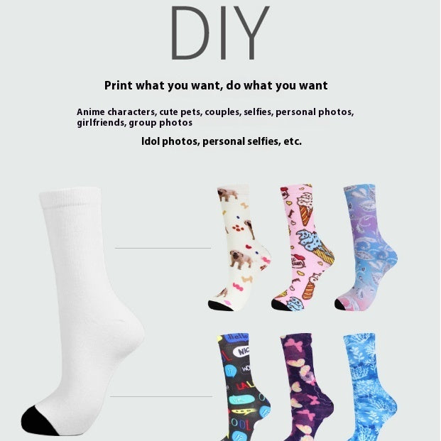 Digital Printed Cotton Socks With Seamless Design