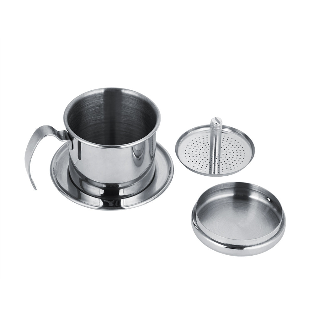 Stainless Steel Cup Vietnamese Coffee Drip Filter Maker Infuser Home Sliver