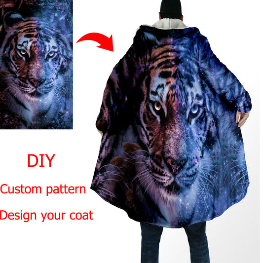 New Fashion 3D Digital Cape Coat With Fleece To Keep Warm