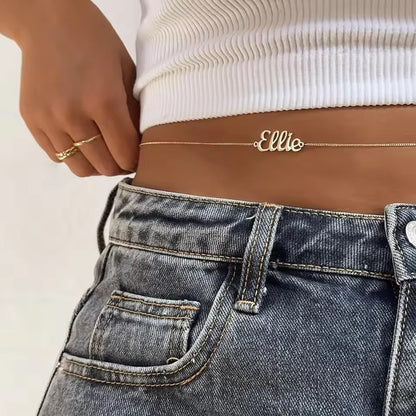 Personalized Name Waist Chain Stainless Steel English Letter Waist Chain