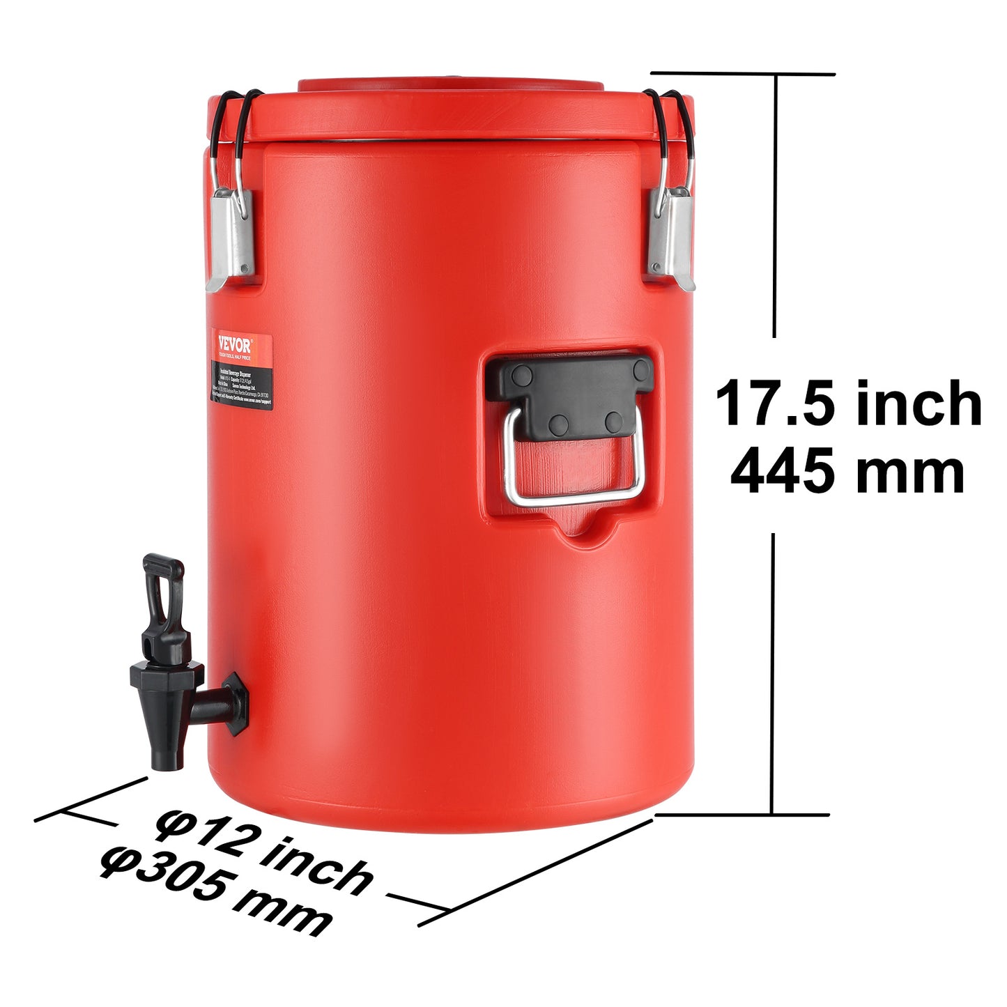 VEVOR Stainless Steel Insulated Beverage Dispenser, 4.5 Gallon 17.2 Liter, Thermal Hot And Cold Drink Server Dispenser With Spigot Handle, Food-grade For Hot Tea Coffee Water Restaurant Drink Shop