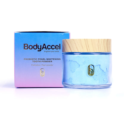 BodyAccel Teeth Whitening Powder - Dentist-Approved & Enamel-Safe Tea,Coffee,Wine & Smoking Stain RemoverNon Sensitive Formula Peroxide Free Cool Mint Flavour